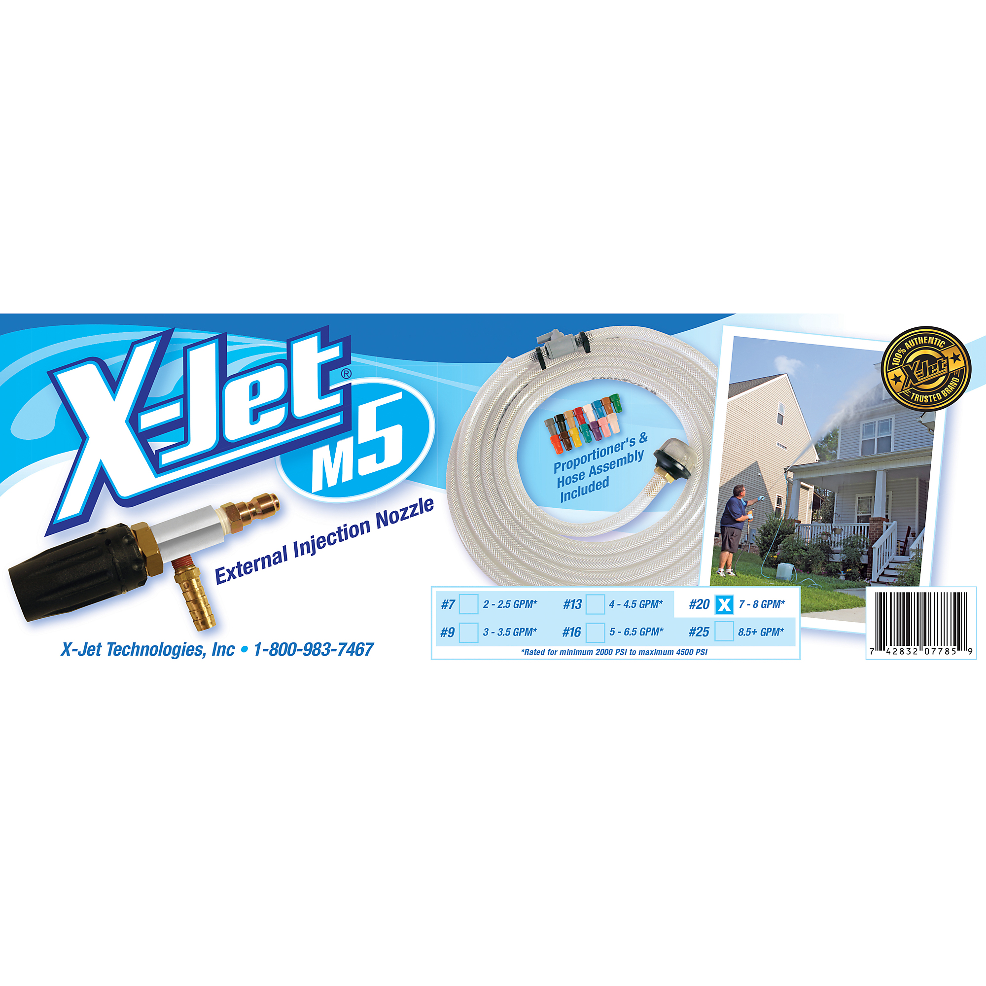X-Jet M5 Kit#20 External Injection Nozzle — 7 to 8 GPM, Adjustable Long-Range, 2000 to 4500 PSI, Model# XJETM5-20K